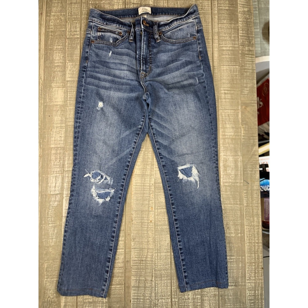 J. Crew Denim Vintage Straight Womens Size 28 X 25 Blue 5 Pocket Jeans Hemmed